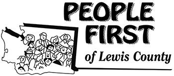 Link to Lewis County Chapter meeting. The image is the Lewis County People First logo. 