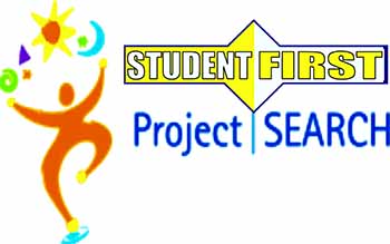 Link to the Student First Project Search Chapter meeting. The graphic is a Project Search logo.