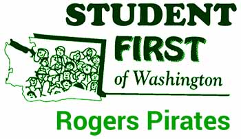 Link to the Student First Rogers Pirates Chapter meeting. The graphic is a Rogers Pirates logo.